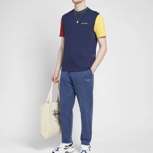 Aime Leon Dore Mens Jersey Colourblock Tee T-Shirt Blue Red Logo S New